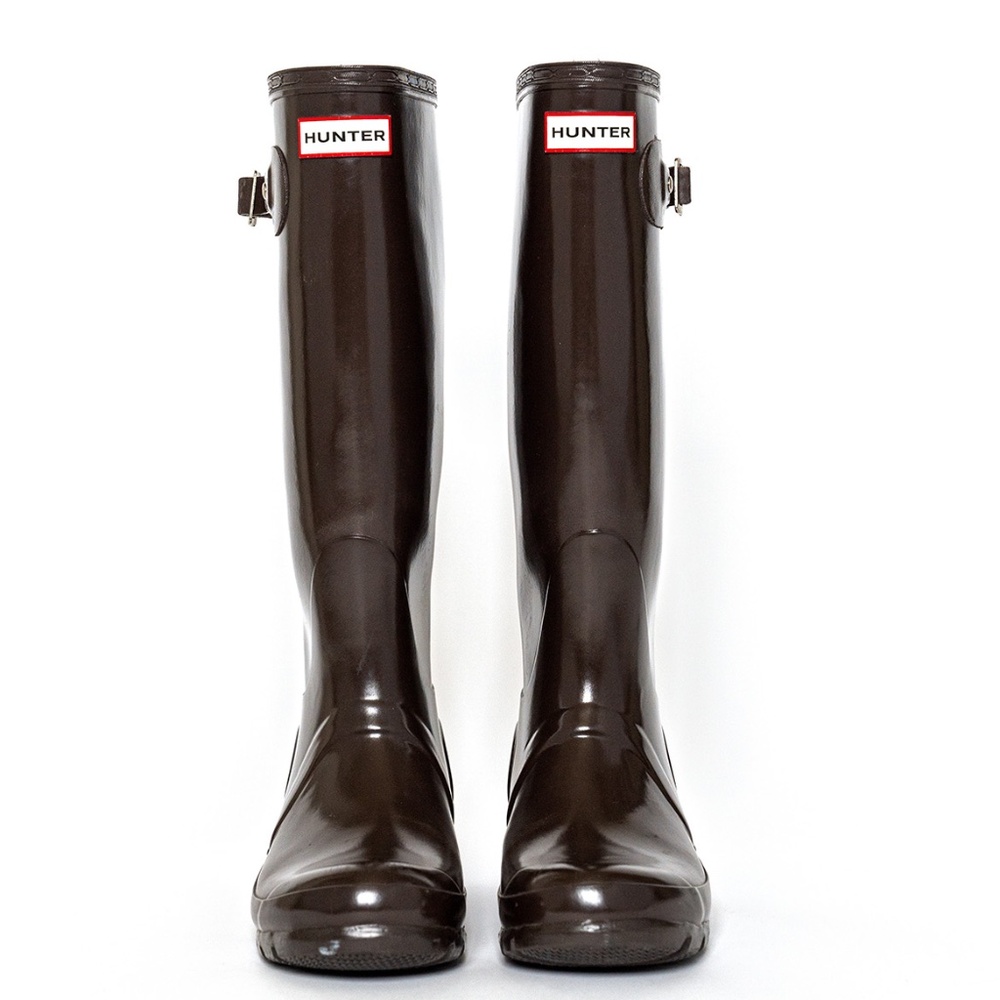 Hunter Original Tall Gloss Boots Color Chocolate Brown Sz 7